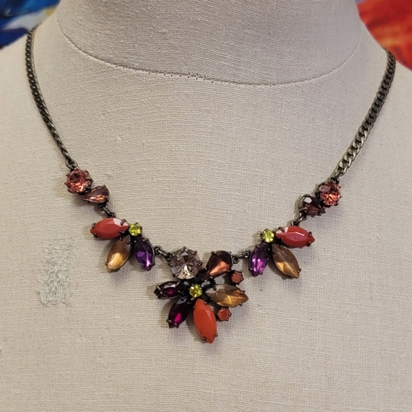 Rhinestone Flower Color Burst Necklace - Picture 1 of 1